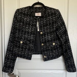 Francesca's Collections Black and White Textured Blazer